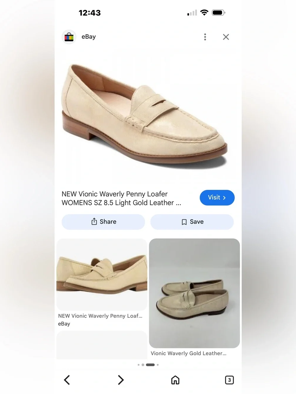 Vionic cream/gold Waverly Suede Penny Loafers women’s size 8.5